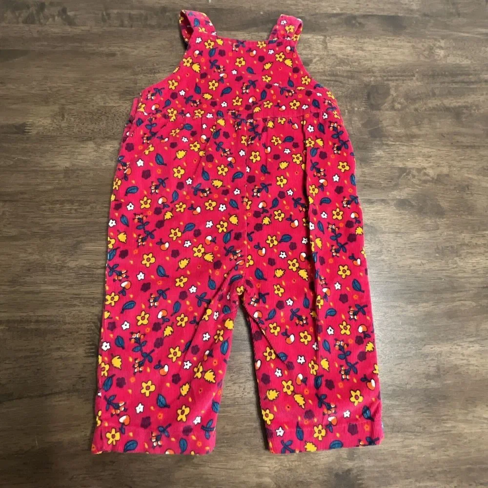Vintage Little North West Blue Overalls Corduroy Floral Flowers‎ Pink 0-6 Months